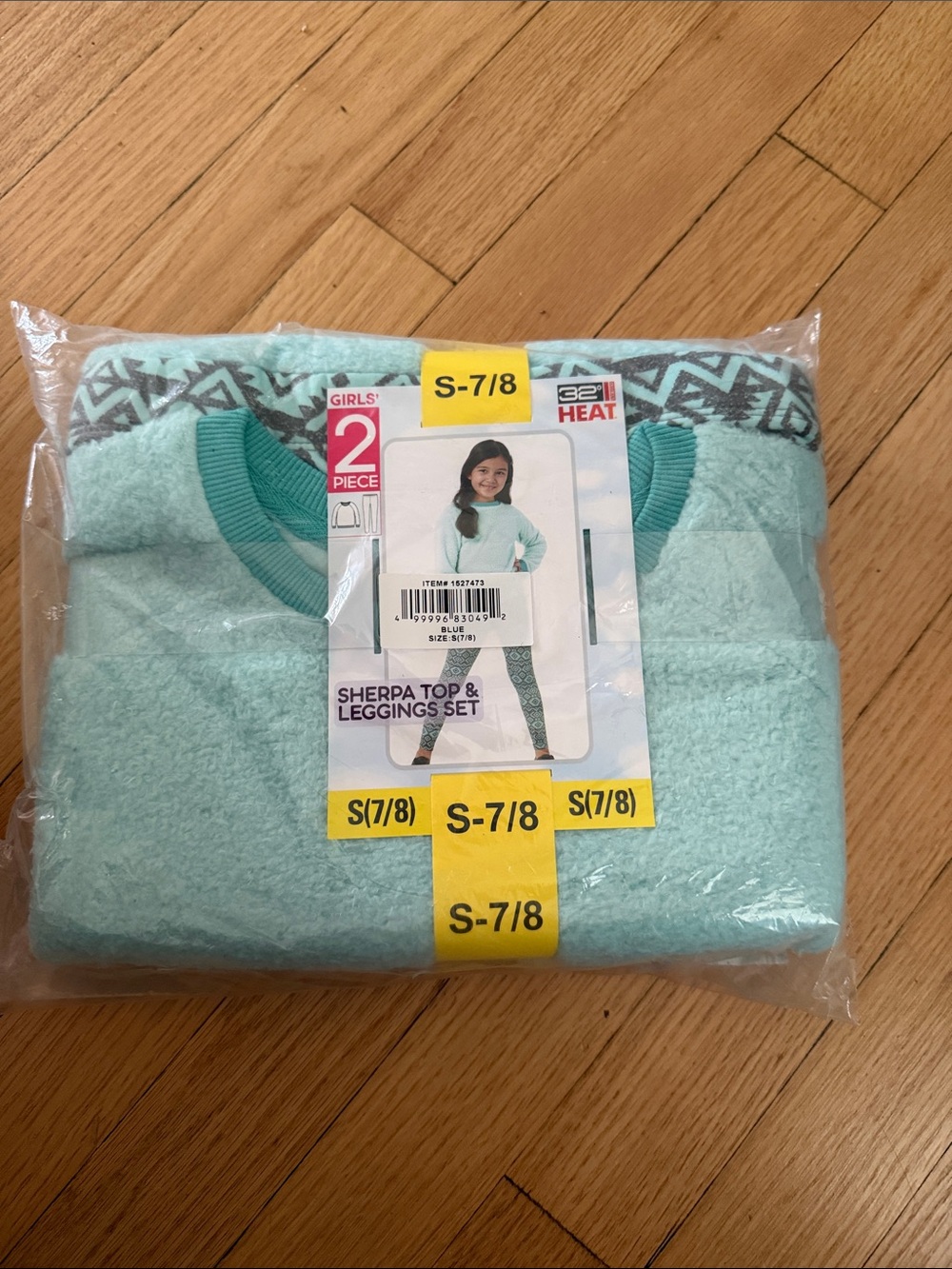 32 Degrees Girls' Mint Sherpa Top & Printed Leggings Set